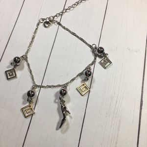 Cute silver anklet with charms